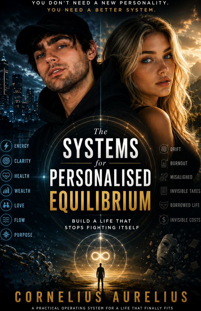 The Systems for Personalised Equilibrium free ebook cover by Cornelius Aurelius about systems thinking and life design.